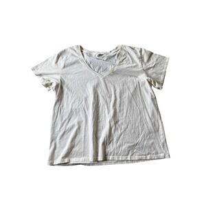 Easy Standard Womens cotton Shirt Size 3X Cream V-Neck Cotton Basic Tee